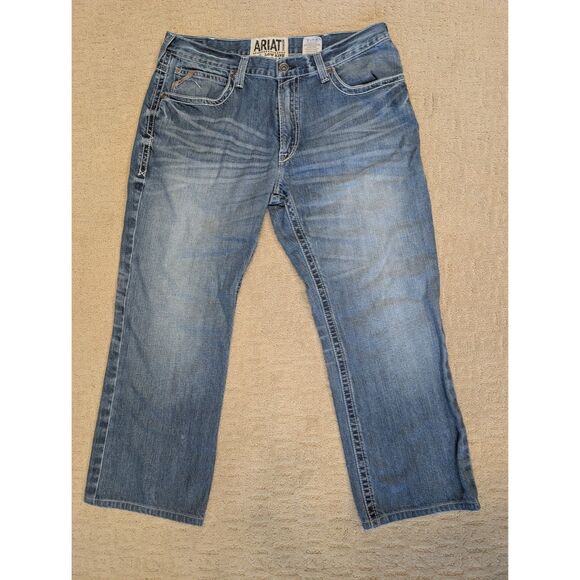 Ariat Jeans Mens 38x28 Blue M4 Denim Low Rise Boot 100% Cotton - Please Read - Picture 1 of 11